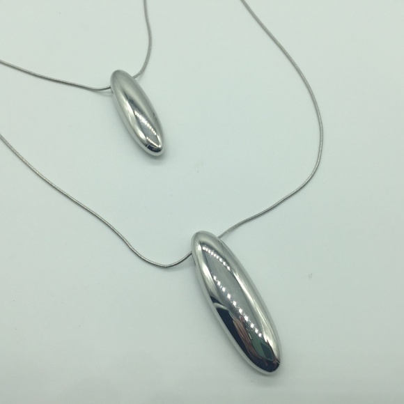 J.Jill NEW Stylish Sculpted-Metal Double-Drop Necklace NWT - Picture 7 of 9